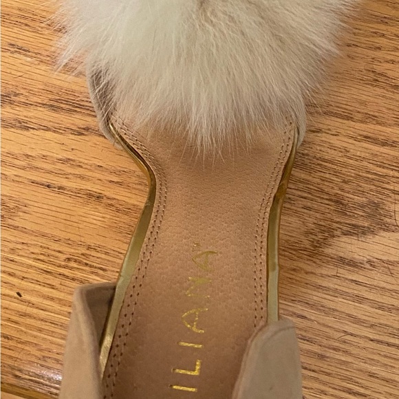 Nude Selina High Heel Stiletto with Rabbit Fur Pom Pom by Liliana Size 6.5 - Picture 4 of 5